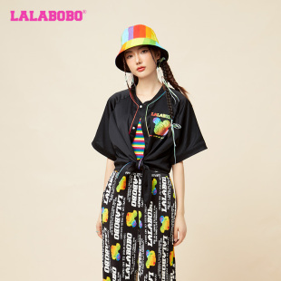 可爱时尚 短袖 尖角梭织衬衫 LALABOBO春季 LBCB 款 女 WSWC12 新品