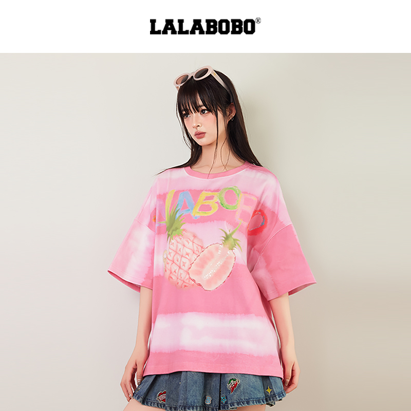 LALABOBO曾耀晖水果菠萝渐变T恤