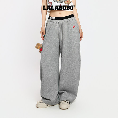LALABOBO立体小熊针织长裤
