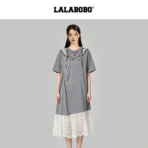 LALABOBO丝巾蕾丝连衣裙