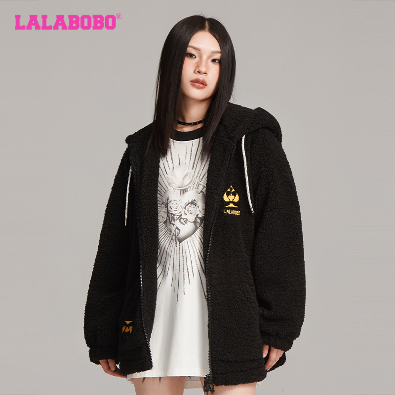 LALABOBO仿羊羔毛小丑连帽毛绒