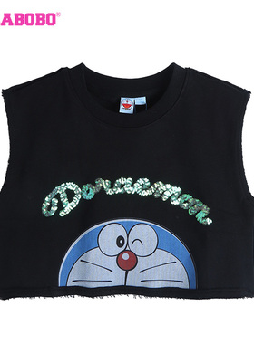 【哆啦A梦】LALABOBO25春季新款可爱甜辣露腰T恤女|ABDB-WSDT12