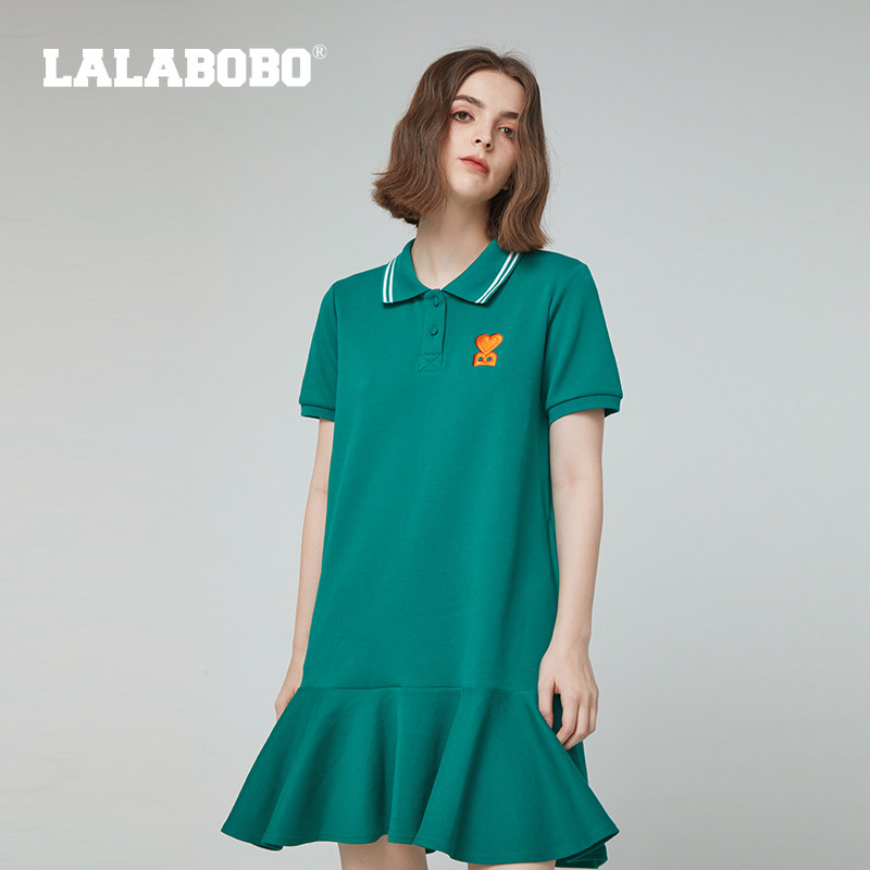 【商场同款】LALABOBO26年夏季T恤连衣裙女短袖新款百褶针