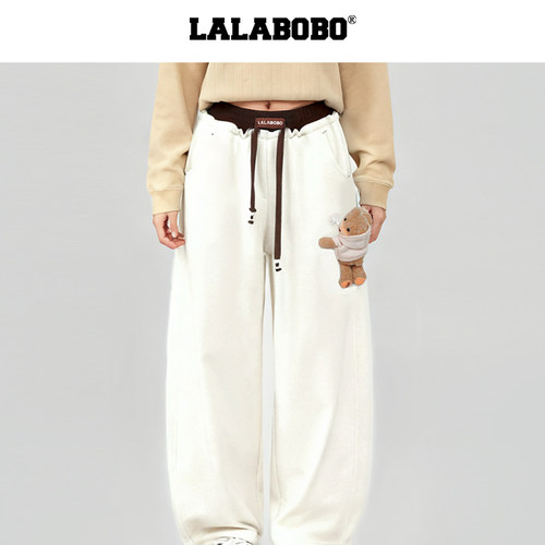 LALABOBO立体熊针织长裤