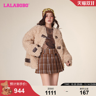 LBCD 休闲保暖牛角扣圆领毛绒外套 WSDR37 LALABOBO秋季 张雅梦同款