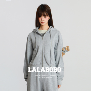 【玩偶系列】LALABOBO开衫卫衣26年春新潮原创运动风修身百搭上衣