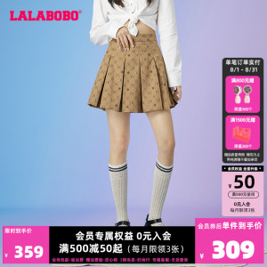 明星同款LALABOBO秋季潮流复古老花黑桃a字半身裙女|CBBC-WXZQ12