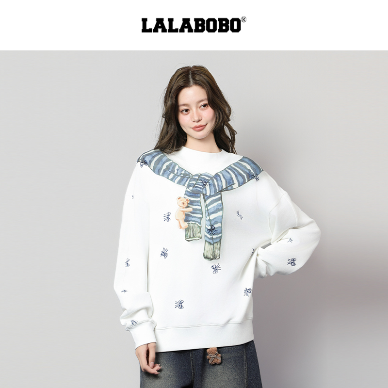 LALABOBO小熊图案套头卫衣