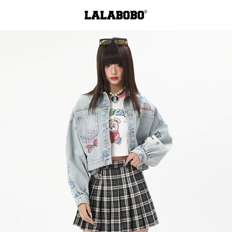 LALABOBO短款牛仔夹克