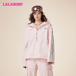 外套女 亭驿同款 LALABOBO春新品 星月连帽滑雪夹克大码 WSJW19 LBCD