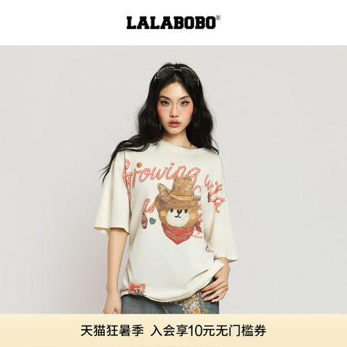 LALABOBO西部熊头短袖T