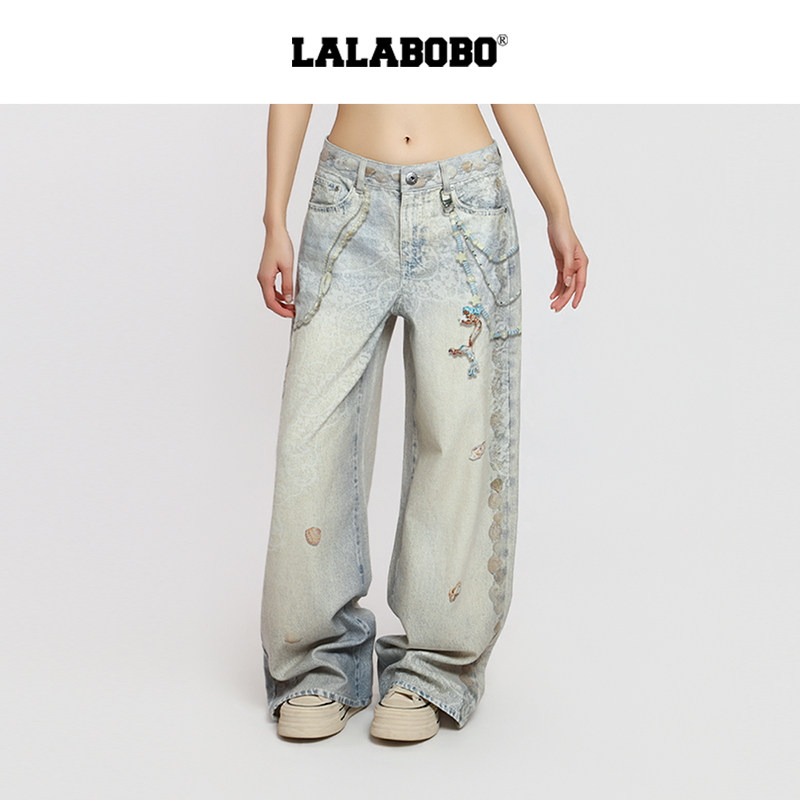 LABO宋亚轩盐汽水视错链条牛仔裤