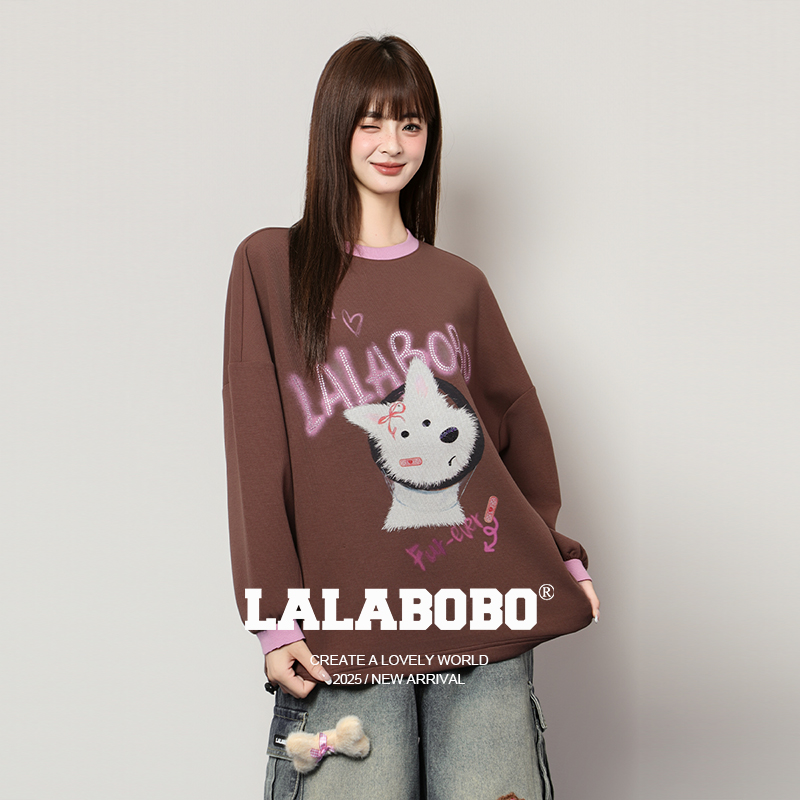 LALABOBO雪饼小狗套头卫衣