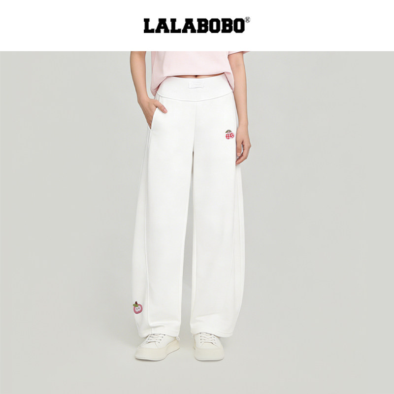 【复古野餐】LALABOBO弯刀长裤26年夏新原创奶油风印花显腿长裤子