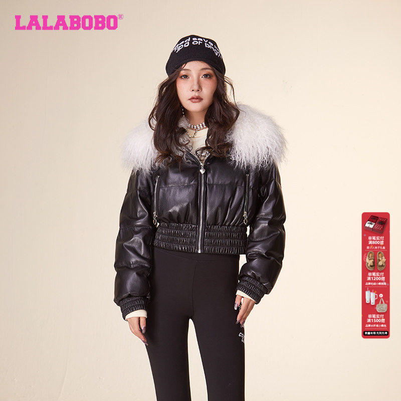 钟雯冠同款[蛋白皮]LALABOBO春保暖毛领皮面羽绒服女|LBCD-WSYR29,女装/女士精品,羽绒服,淘宝优惠券,粉丝福利购,淘宝优惠卷