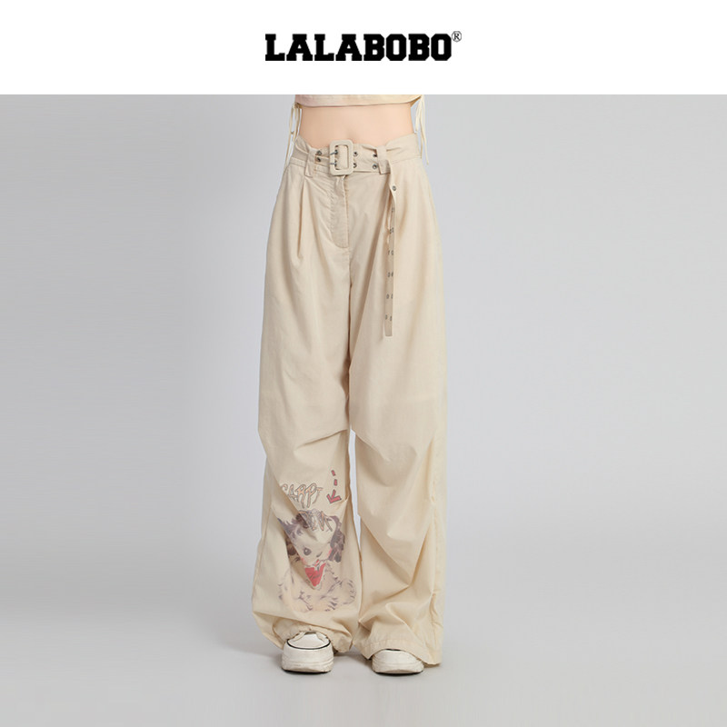 LALABOBO曲奇图案梭织裤