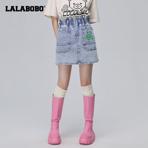 LALABOBO春季新款牛仔短裙