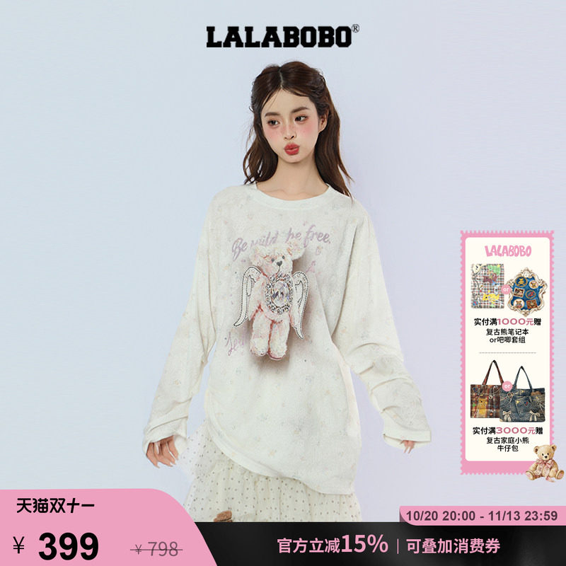 LALABOBO视错天使熊长袖T