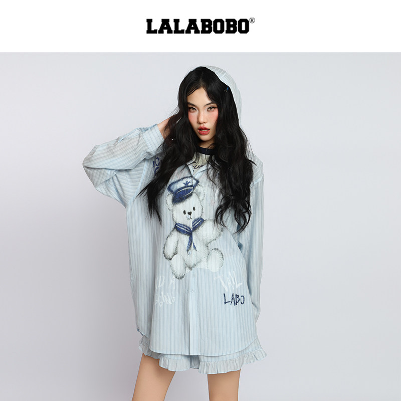LALABOBO海军熊衬衫套装-长袖