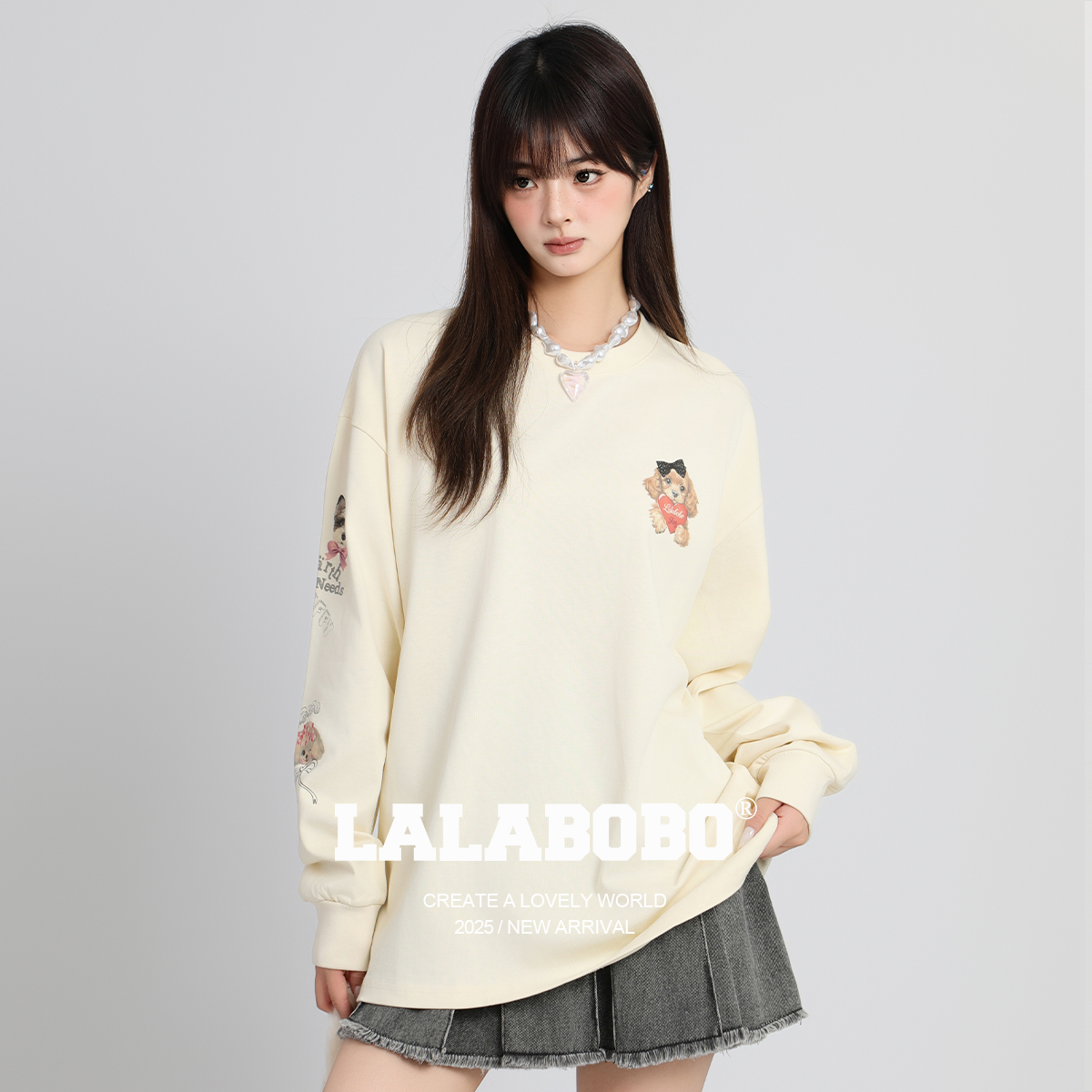 LALABOBO萌宠小狗长袖卫T