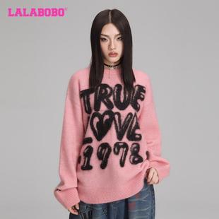 毛衣女原创新款 LALABOBO25年夏季 潮牌圆领甜酷针织衫 商场同款