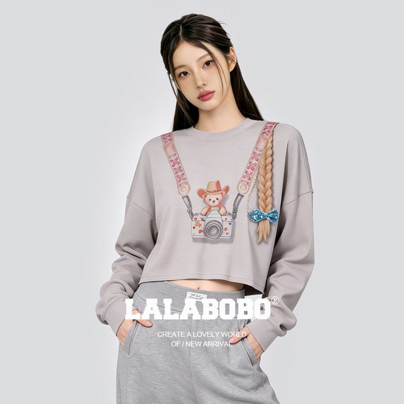 【视错】LALABOBO卫衣26年夏新潮原创慵懒风印花短款显高显瘦上衣