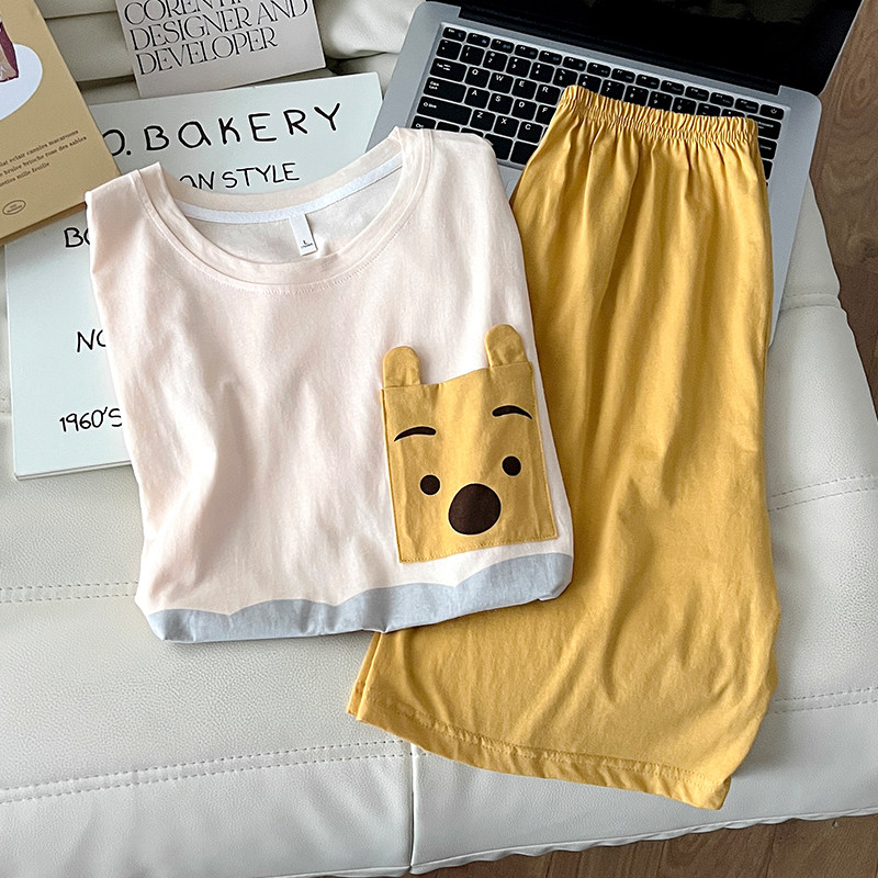 100%纯棉睡衣男士夏季短袖短裤薄款休闲青少年大码家居服凉感套装