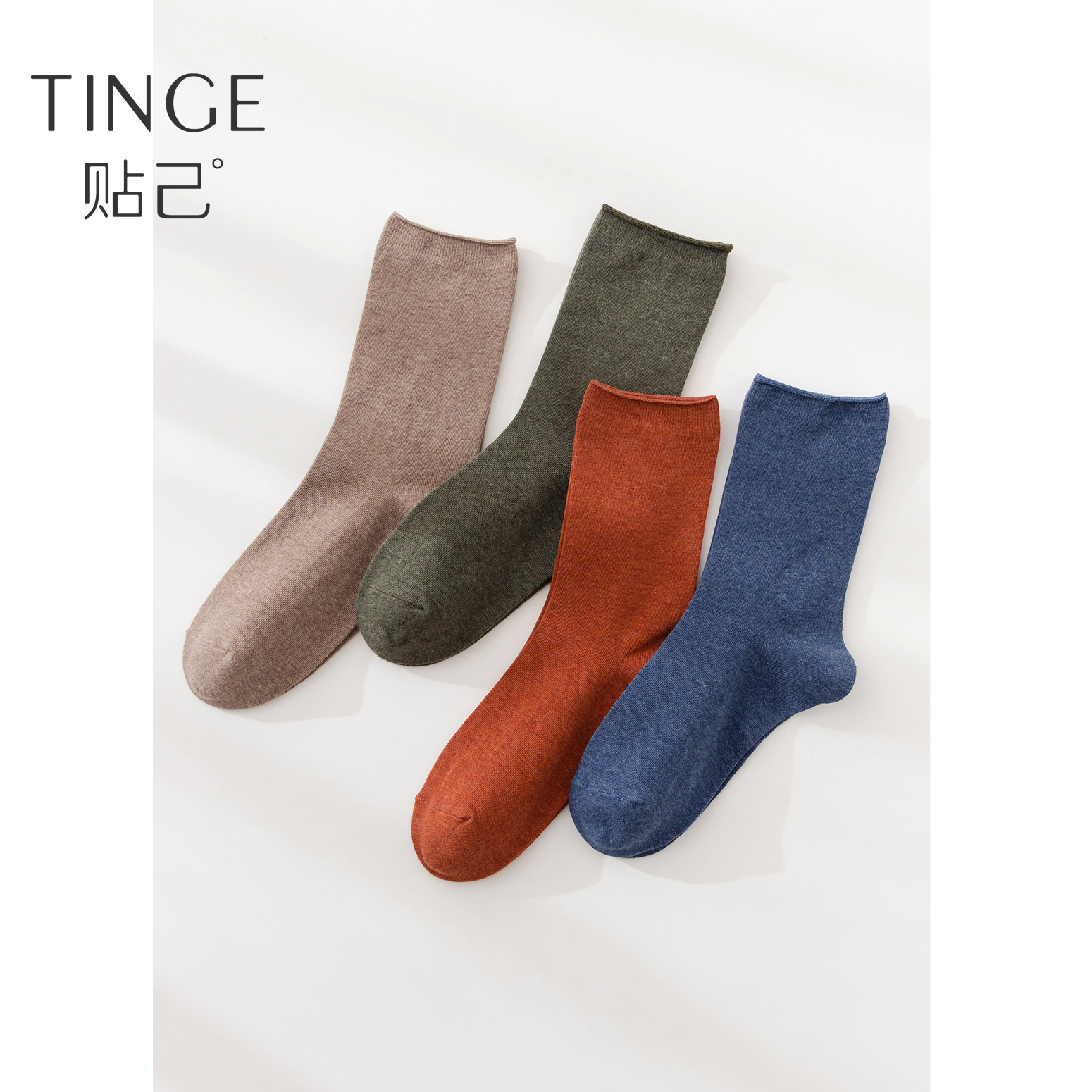 tinge4双纯色堆堆袜棉质可爱韩版