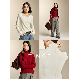 TINGE贴己Row风后缝线高领厚乳芝士打底衫 女冬德绒保暖内衣肌底衣