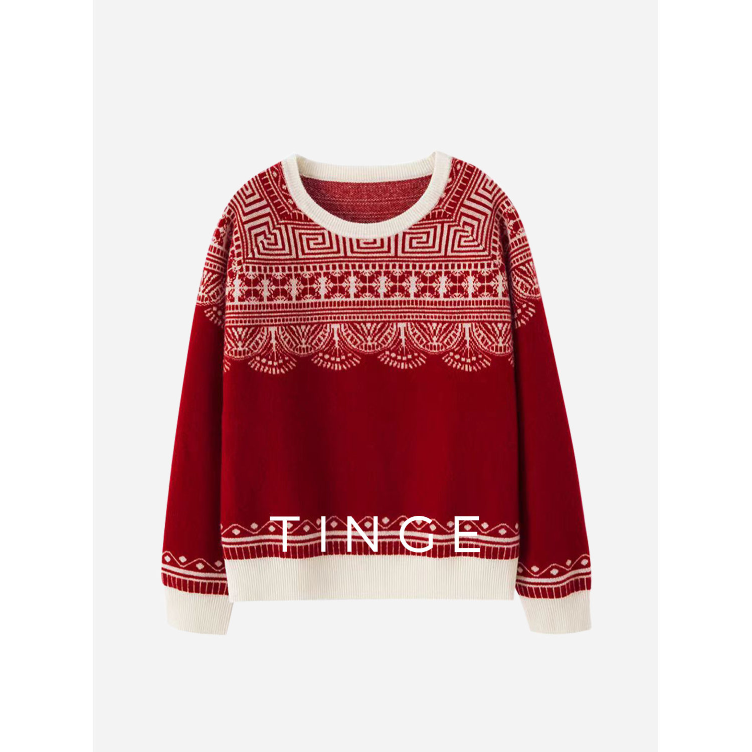 康赛妮棉羊毛圆领针织衫