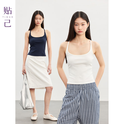 工字遮副乳吊带背心美背