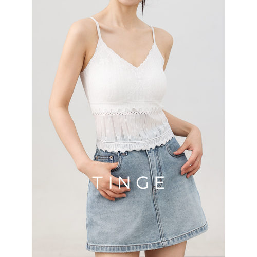 蕾丝带胸垫吊带背心女夏