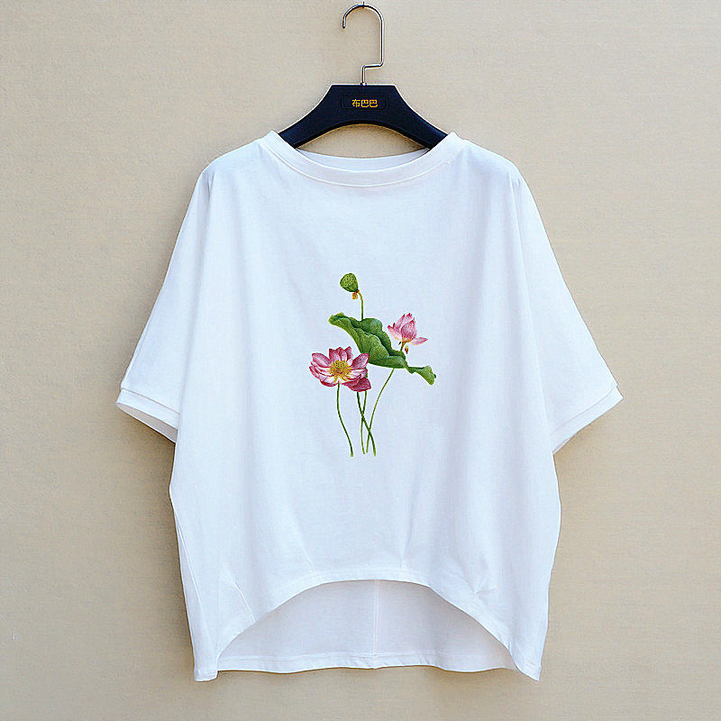 女夏季时尚宽松上衣T恤短袖不规则前短后长胖妹妹上衣大码蝙蝠衫