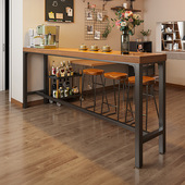 桌椅组合高脚桌吧台桌家用阳台休闲小吧台靠墙长条窄桌奶茶店简约