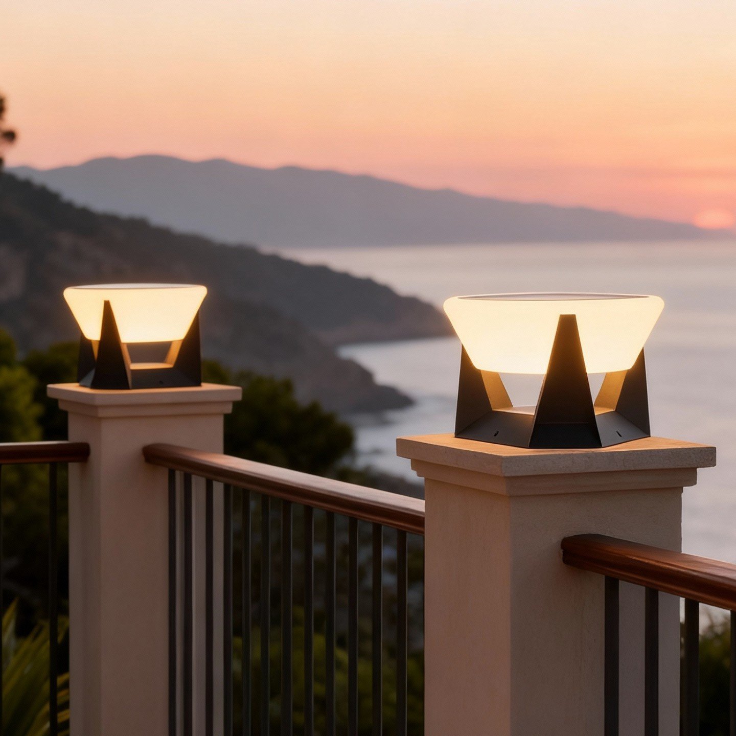 光控柱头灯户外装饰户外别墅景观庭院灯饰花园露台庭院灯室外防水