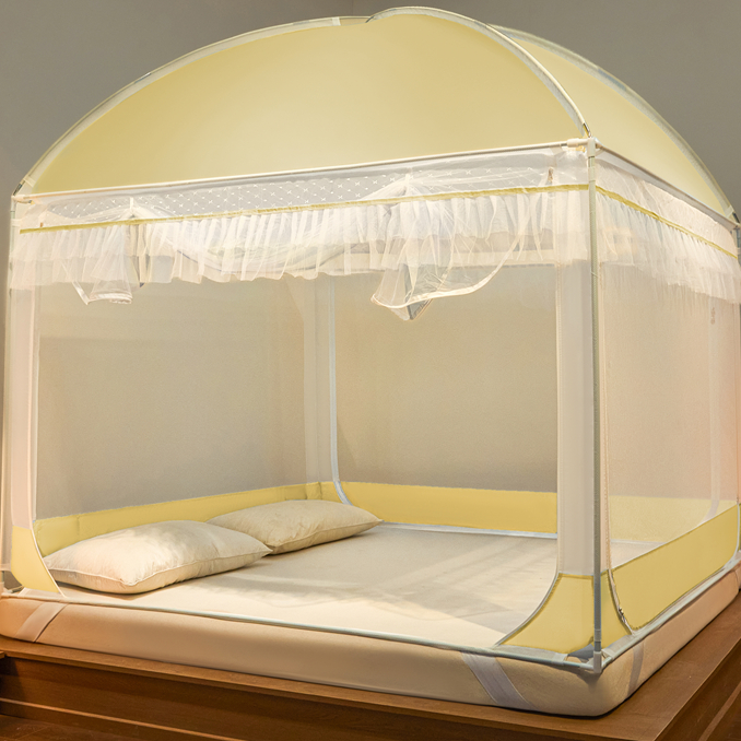 公主城堡蚊帐家用2025新款蒙古包免安装加厚防摔儿童帐篷纹帐遮光