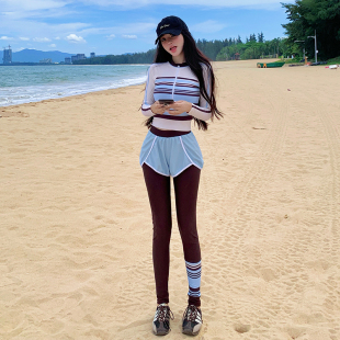高级感防晒浮潜冲浪服泡温泉分体泳装 防晒2025新款 长裤 泳衣女长袖