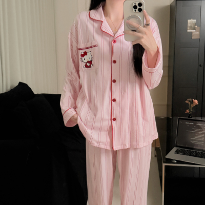 HelloKitty凯蒂猫睡衣女春秋季纯棉长袖长裤可爱卡通家居服套装