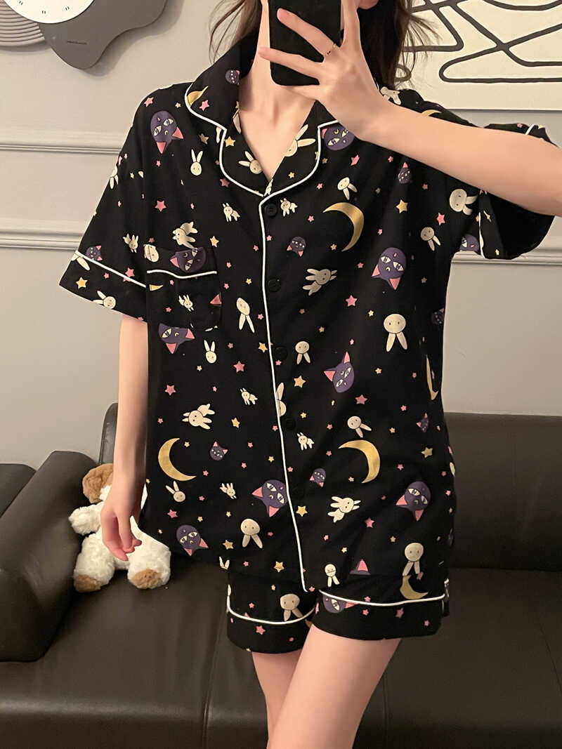 美少女战士月亮兔露娜纯棉睡衣女夏季短袖卡通可爱日系ins家居服