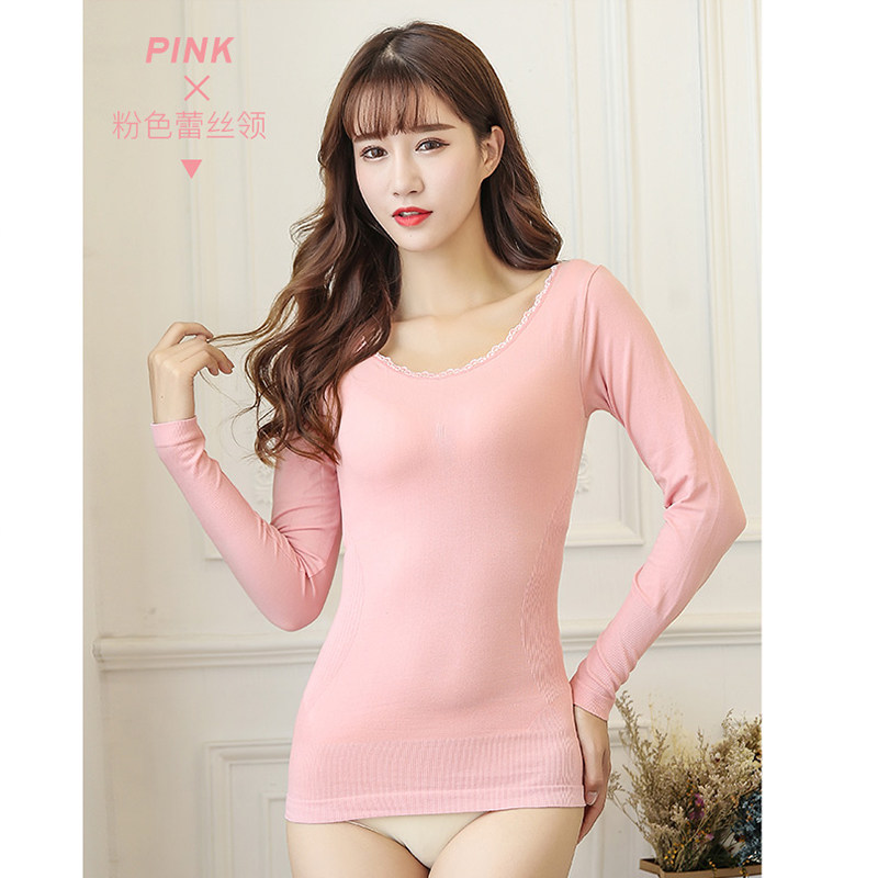 가을 옷 여성용 로우 넥 밑단 셔츠 이너웨어 가을 겨울 긴팔 몸에 꼭 맞는 얇은 열 속옷 탑 싱글 피스 슬림 피트