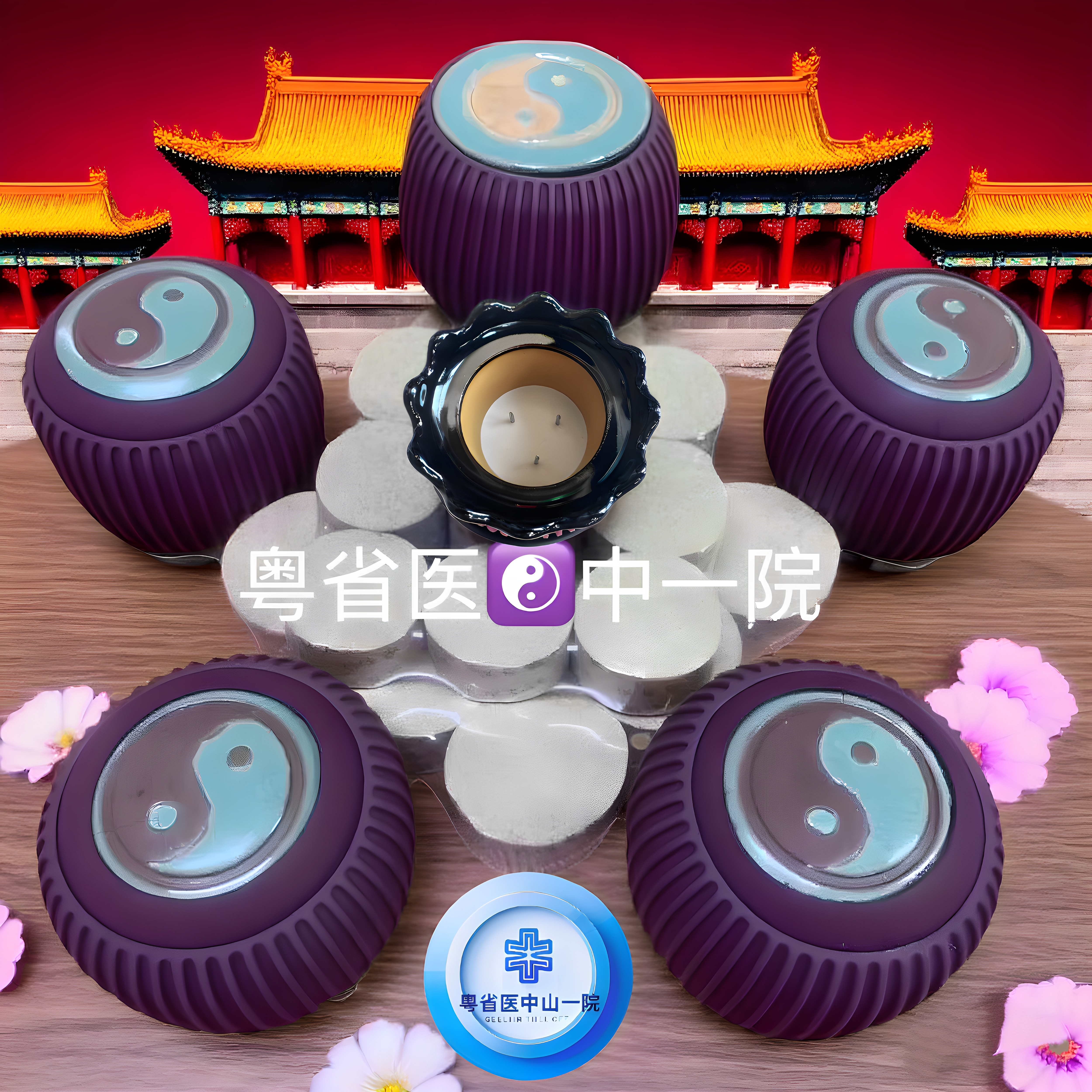 紫纹火龙罐玄黄砭石艾灸罐艾草油腰背部刮痧产后腰腹养护久坐放松