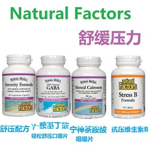 舒缓压力Natural Factors加拿大代购直邮舒压配方GABA宁神茶胺酸