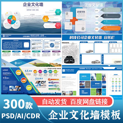 企业公司发展历程文化墙宣传栏校园展板AI/PSD/CDR源文件模板素材