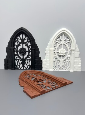 娃屋装饰复古哥特式窗户暗黑系玫瑰花窗痛包痛板吧唧托背板装饰