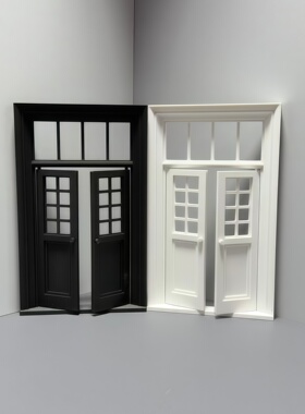 1:12 BJD娃娃屋微缩窗户模型 迷你家具 手工DIY 可双开合大门