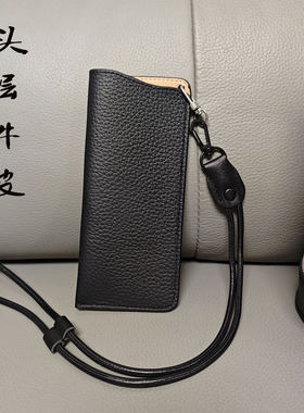 真皮眼镜袋便携可挂脖太阳镜包