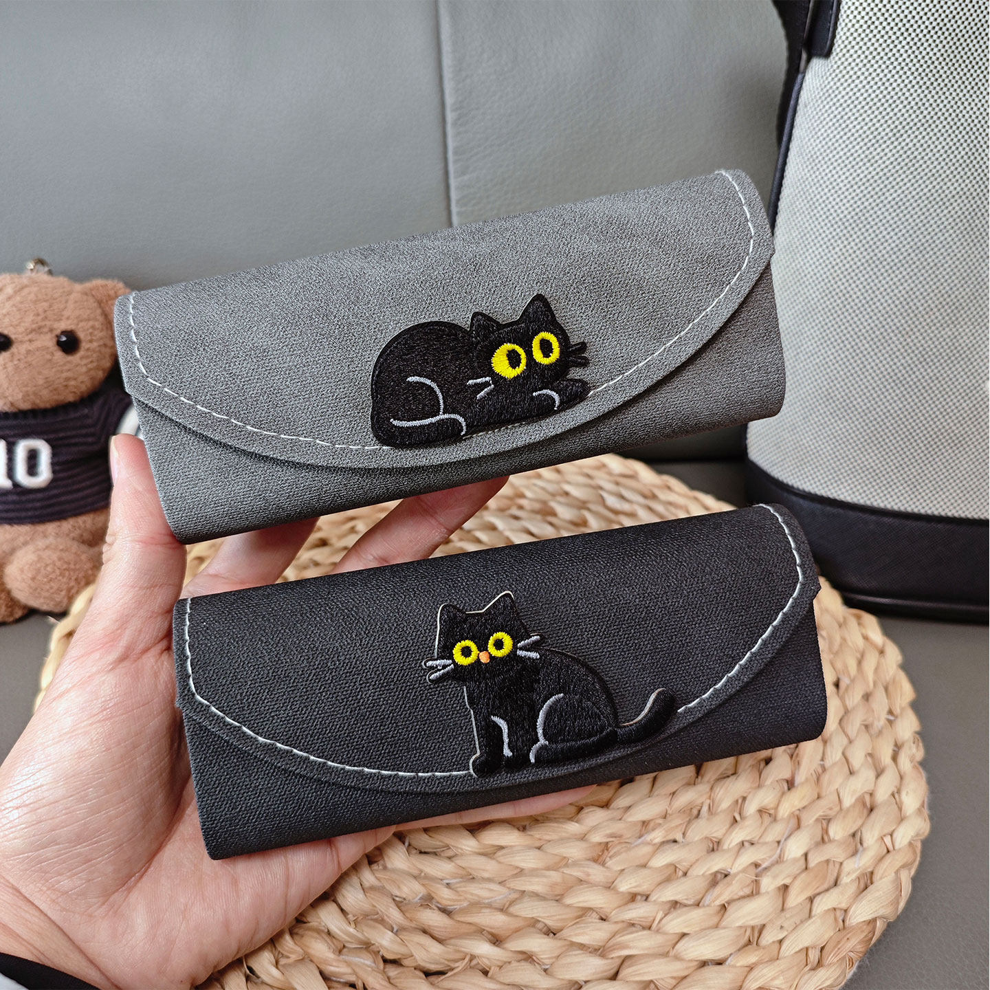 可爱猫咪眼镜盒便携抗压学生卡通防摔磁吸大号高颜值墨镜收纳盒子