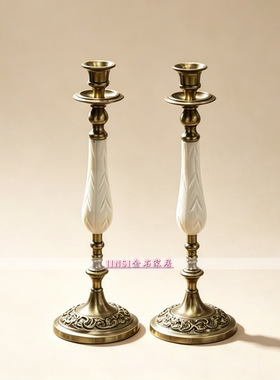 中古风印度进口纯铜牛骨贝壳烛台