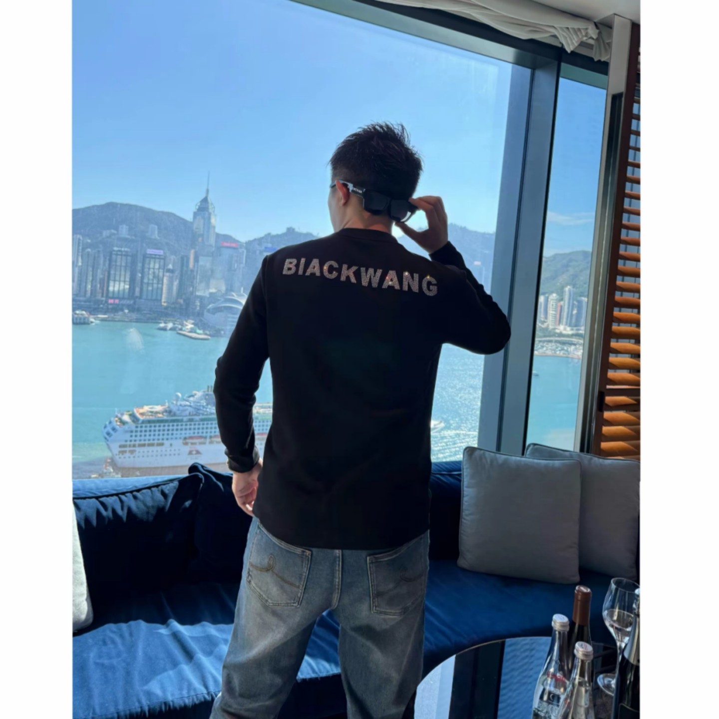 闪钻字母卫衣男款秋冬轻奢潮牌百搭长袖休闲T恤高级感打底衫ins潮