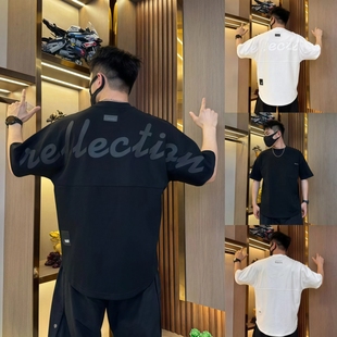 春夏新款休闲短袖男拼接字母设计款时尚潮流休闲个性圆领T恤半袖